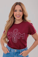 CAMISETA 20 J&M ANOS VERMELHO VINHO (LOGO TURNÊ)