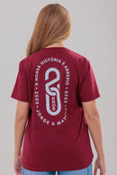 CAMISETA 20 J&M ANOS VERMELHO VINHO (LOGO TURNÊ)