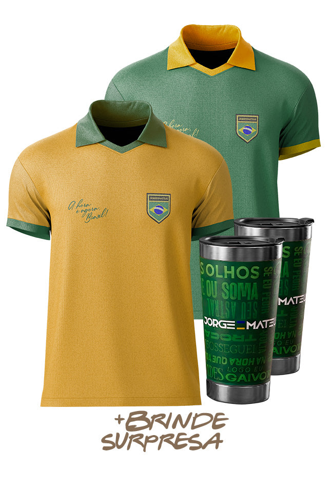 COMBO 2: “PRA SEMPRE COM VOCÊ”: 2 CAMISETAS COPA + 2 COPOS TÉRMICOS