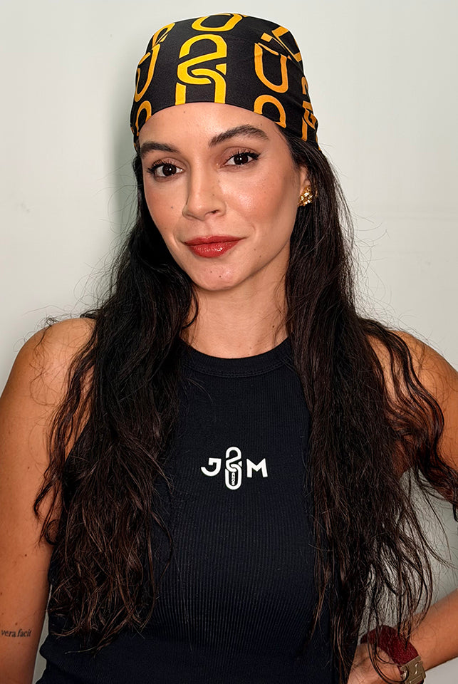 LENÇO J&M 20 ANOS (PRETO COM DOURADO)